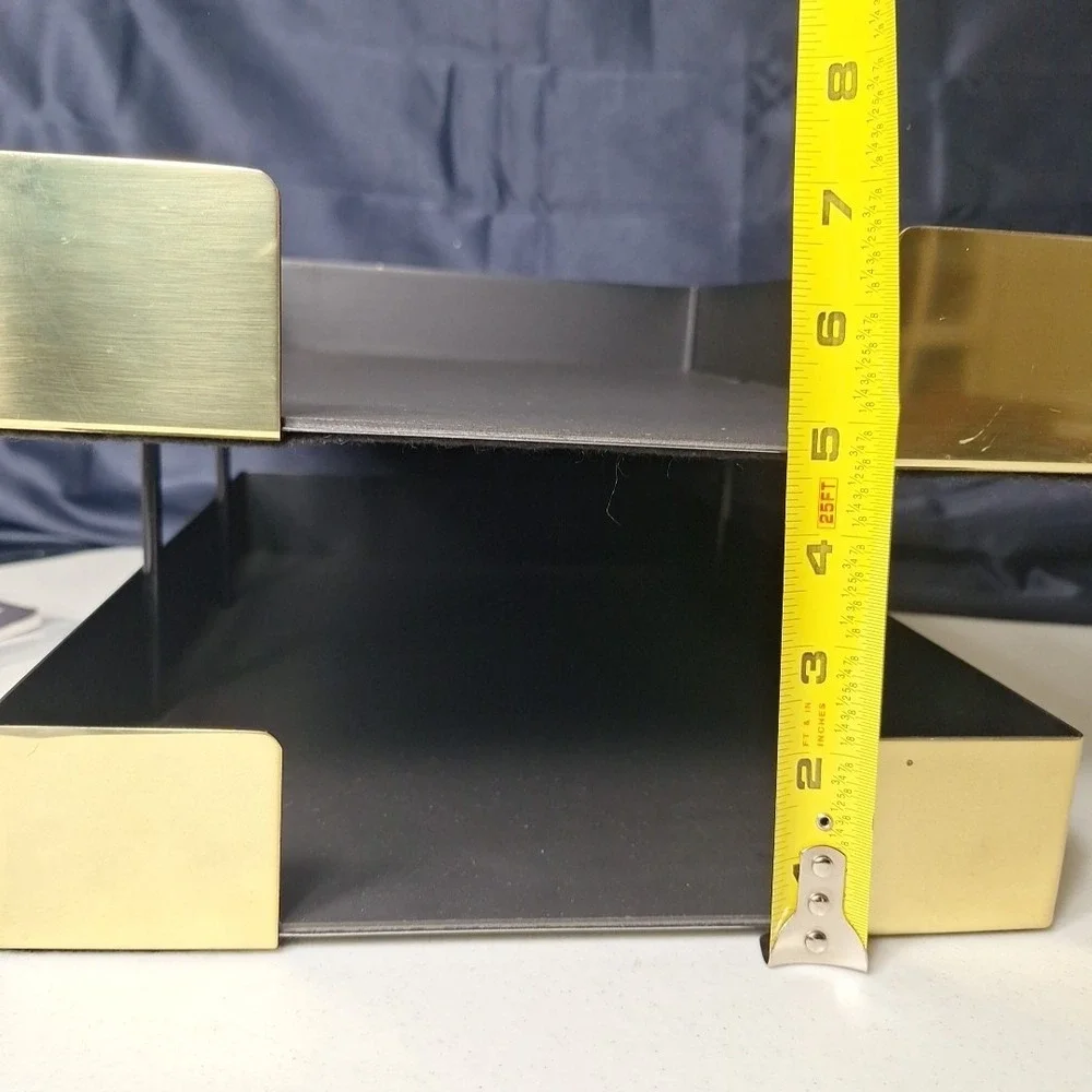VTG Smokador Brass Full Heavy Metal Executive Double Letter Tray Mirror Finish